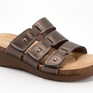 Clarks Bronze Slide Sandals